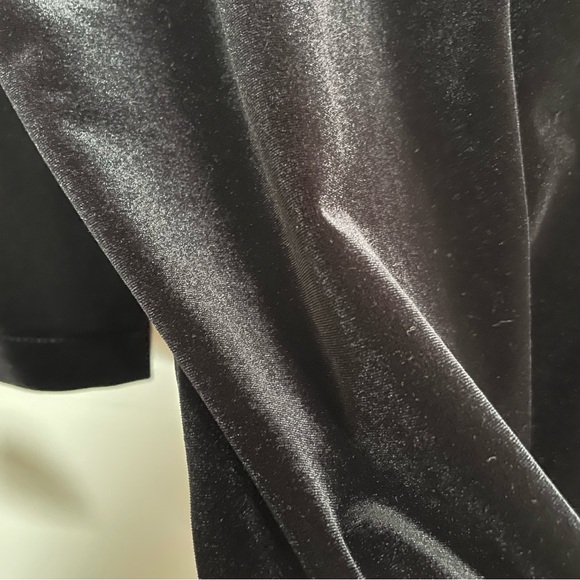 Talbots Black Velvet Top Size L 3/4 Length Dolman Sleeve Reversible Neckline - Picture 5 of 9